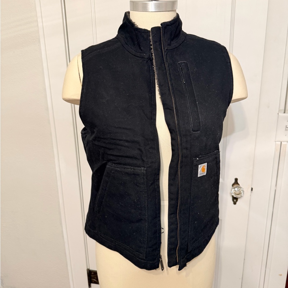 Carhartt Women’s Black Sherpa-Lined Vest | Medium | Cozy Workwear Staple